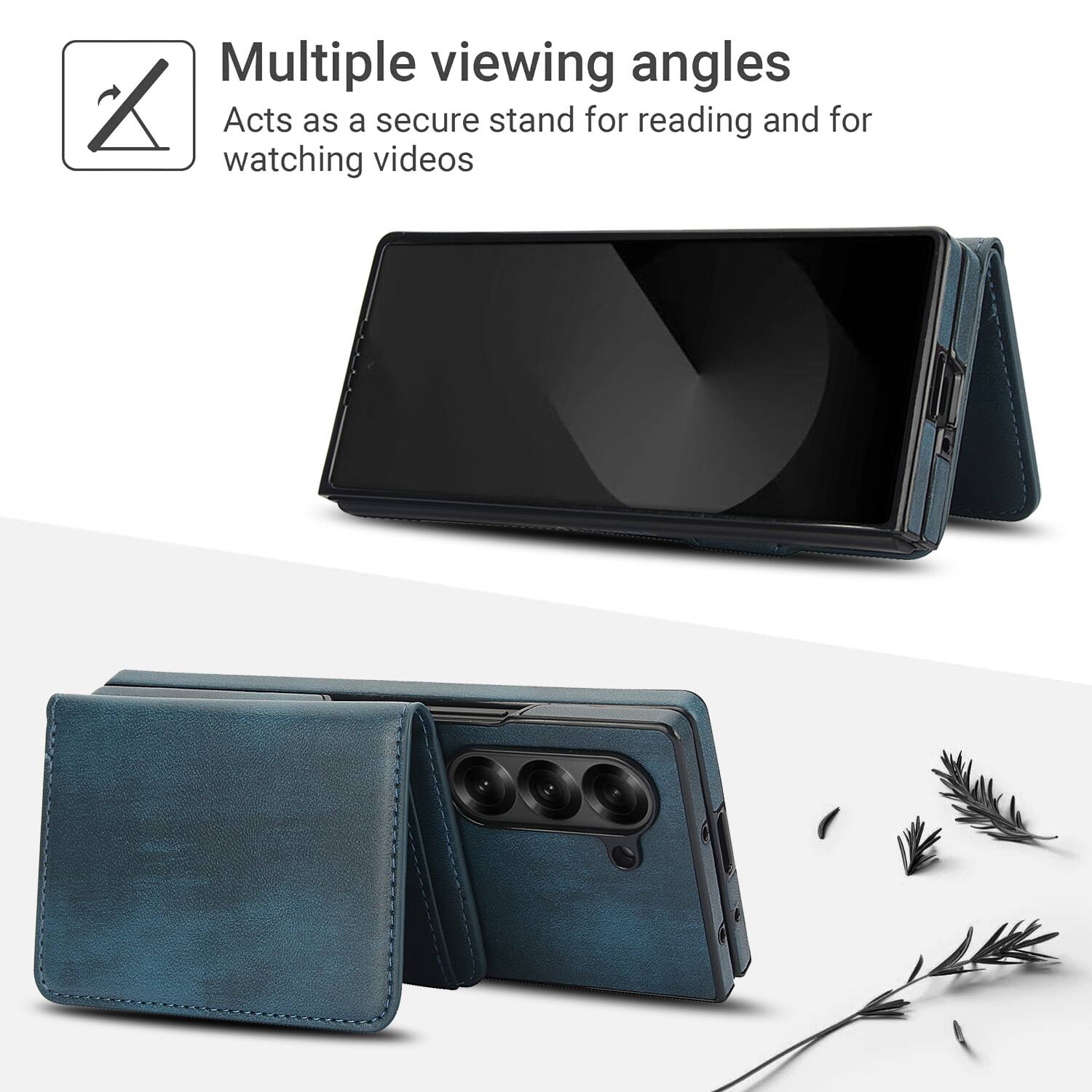 Multiple viewing angles  
Acts as a secure stand for reading and for watching videos