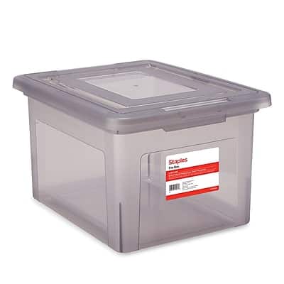 Staples - File Box Plastic File Box Snap, Letter/Legal Size - Frost Gray