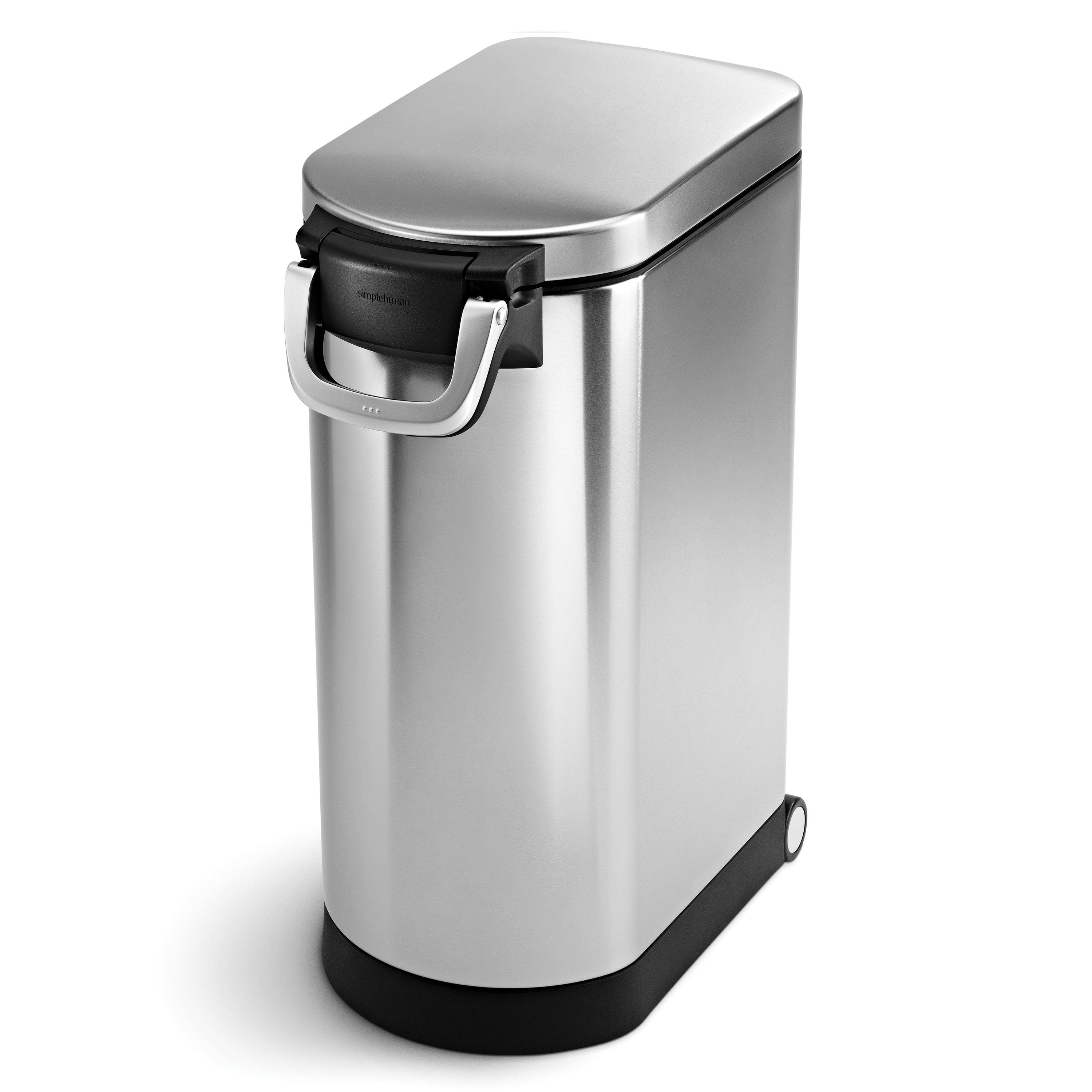 Front. simplehuman - x-large pet food can, brushed stainless steel - Brushed.