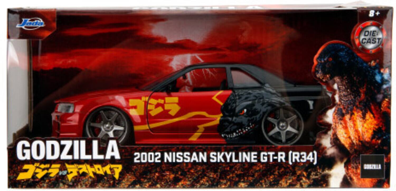 Jada 8+ DIE CAST GODZILLA 2002 NISSAN SKYLINE GT-R (R34) GORZELLA