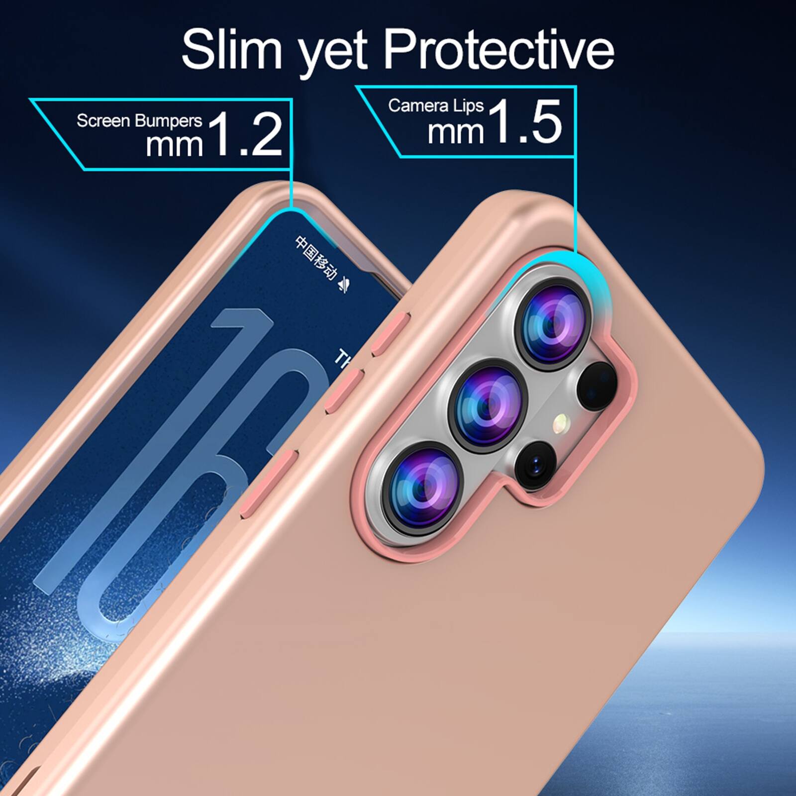 Slim yet Protective  
Screen Bumpers 1.2 mm  
Camera Lips 1.5 mm