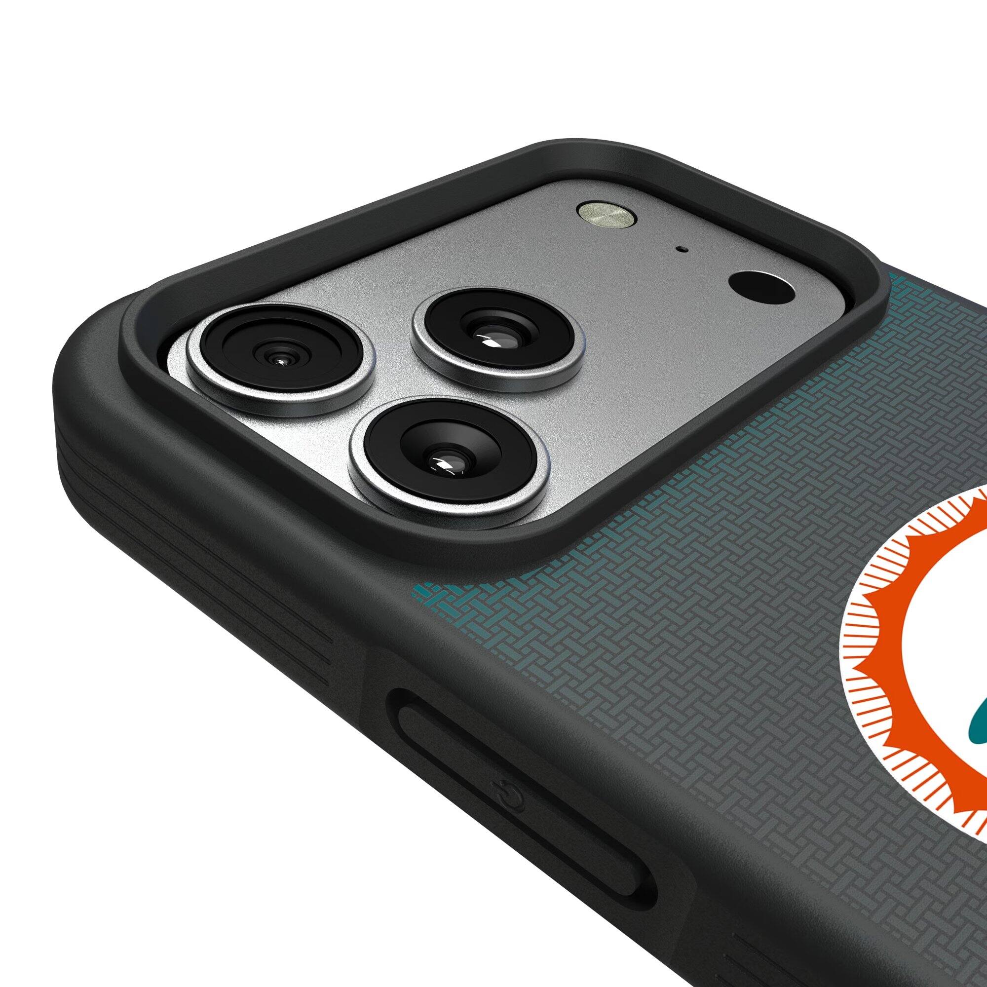 Alt View 2. Keyscaper - Miami Dolphins Bump Case with 8.2ft Drop Protection - 15 Pro Max - Black.
