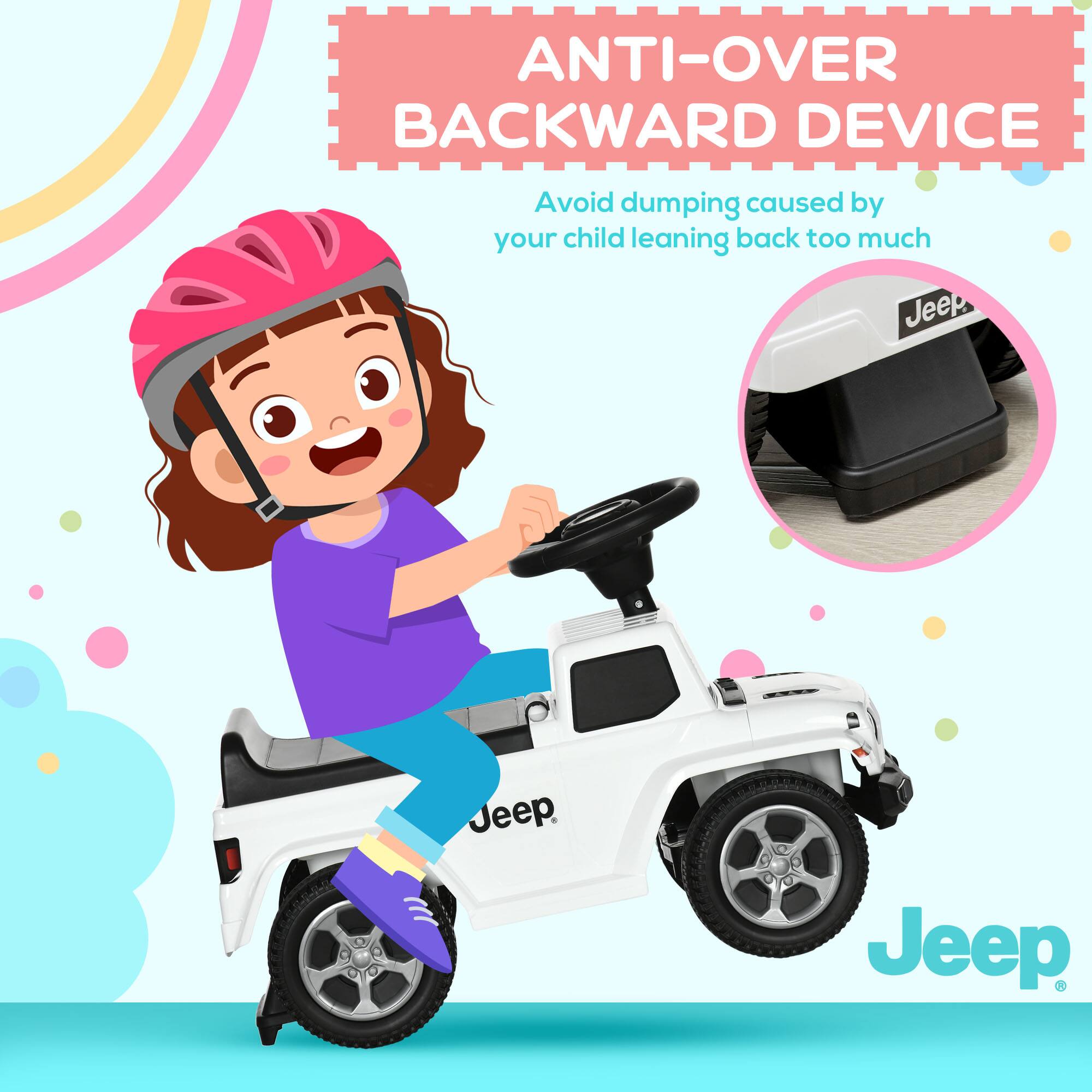 ANTI-OVER BACKWARD DEVICE  
Avoid dumping caused by your child leaning back too much  

Jeep