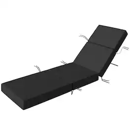Outsunny - Lounge Cushion, 4" Thick Outdoor Lounge Chair Cushion with Ties for Patio - Gray