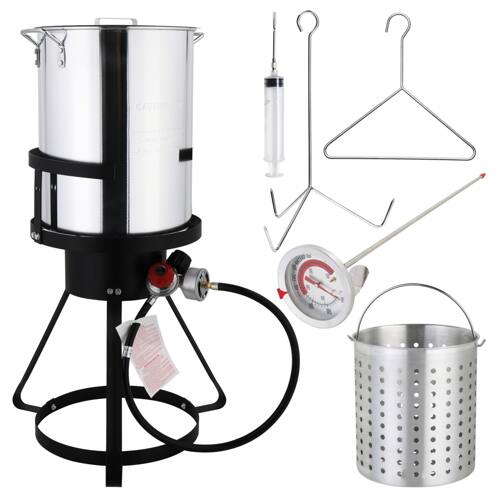 Front. Winado - 30QT Aluminum Turkey Deep Fryer Pot Boiling Lid Seafood Gas Stove Burner Stand for Camping - Sliver.