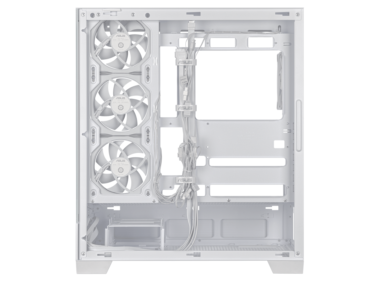 Alt View 7. ASUS - ASUS A31 PLUS ATX Case with panoramic glass, 360mm radiators, 380mm GPU, 4 ARGB fans, hidden BTF connectors - White.