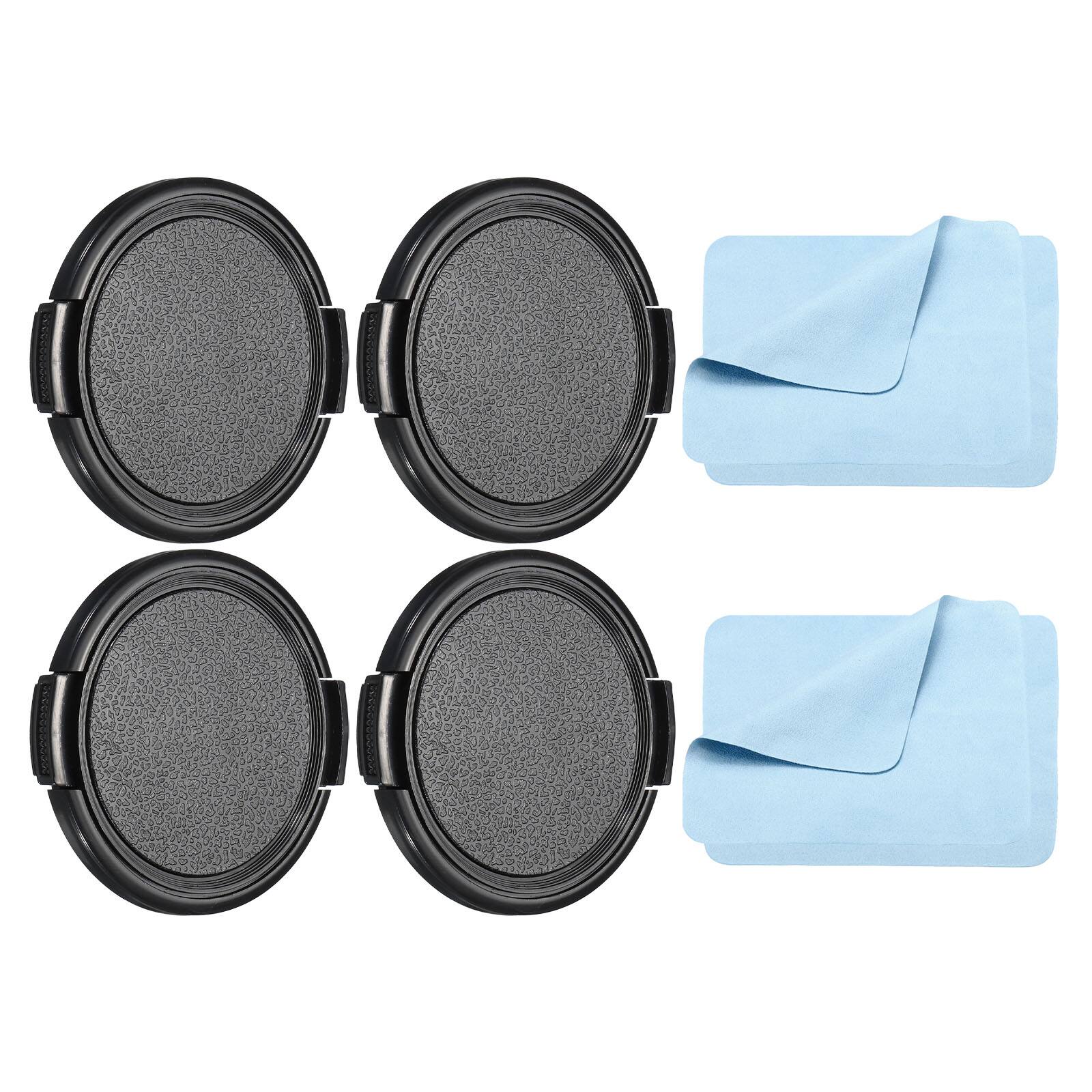 Front. Unique Bargains - 4pcs 55mm Sides Pinch Lens Cap with Cloth for Nikon/Fujifilm/Pentax/Leica - Black.