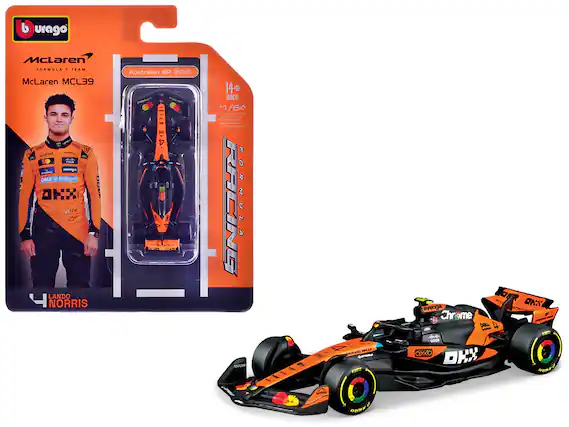 burago McLaren Formula 1 Team McLaren MCL39 - Australian GP 2025 - Lando Norris - 14+ Ages - 1/64 Scale - Formula 1 Racing - Chrome