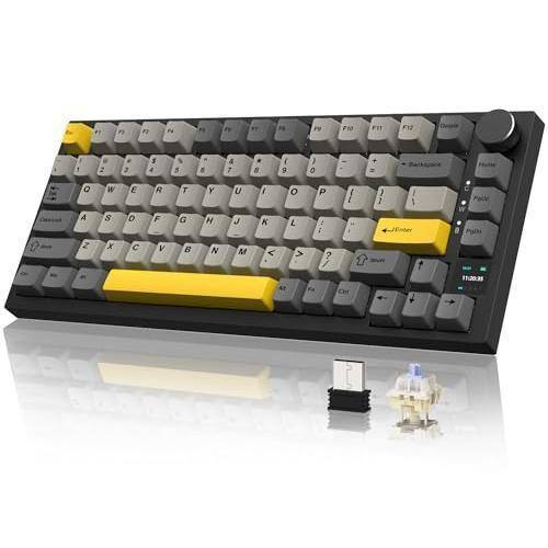 Comfort Essence - Attack Shark Ajazz Ak820 Wired Mechanical Gaming With Volume Knob Hot Swappable 75 Gasket 5-layer Noise - Grey/Gift Switch-3-Mode Pro