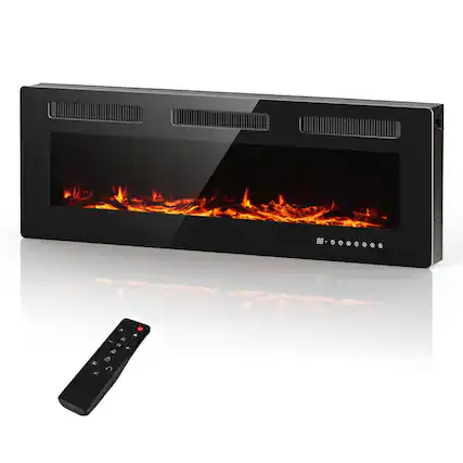 Front. Fehokinch - 50" Electric Fireplace Insert - Recessed or Wall Mounted - 15 Multi-Color Flame Options, 1500W/750W Heater, 12H Timer.