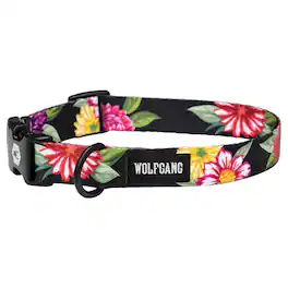 WOLFGANG PET - Wolfgang DarkFloral Polyester Dog Adjustable Collar Medium - Multicolored