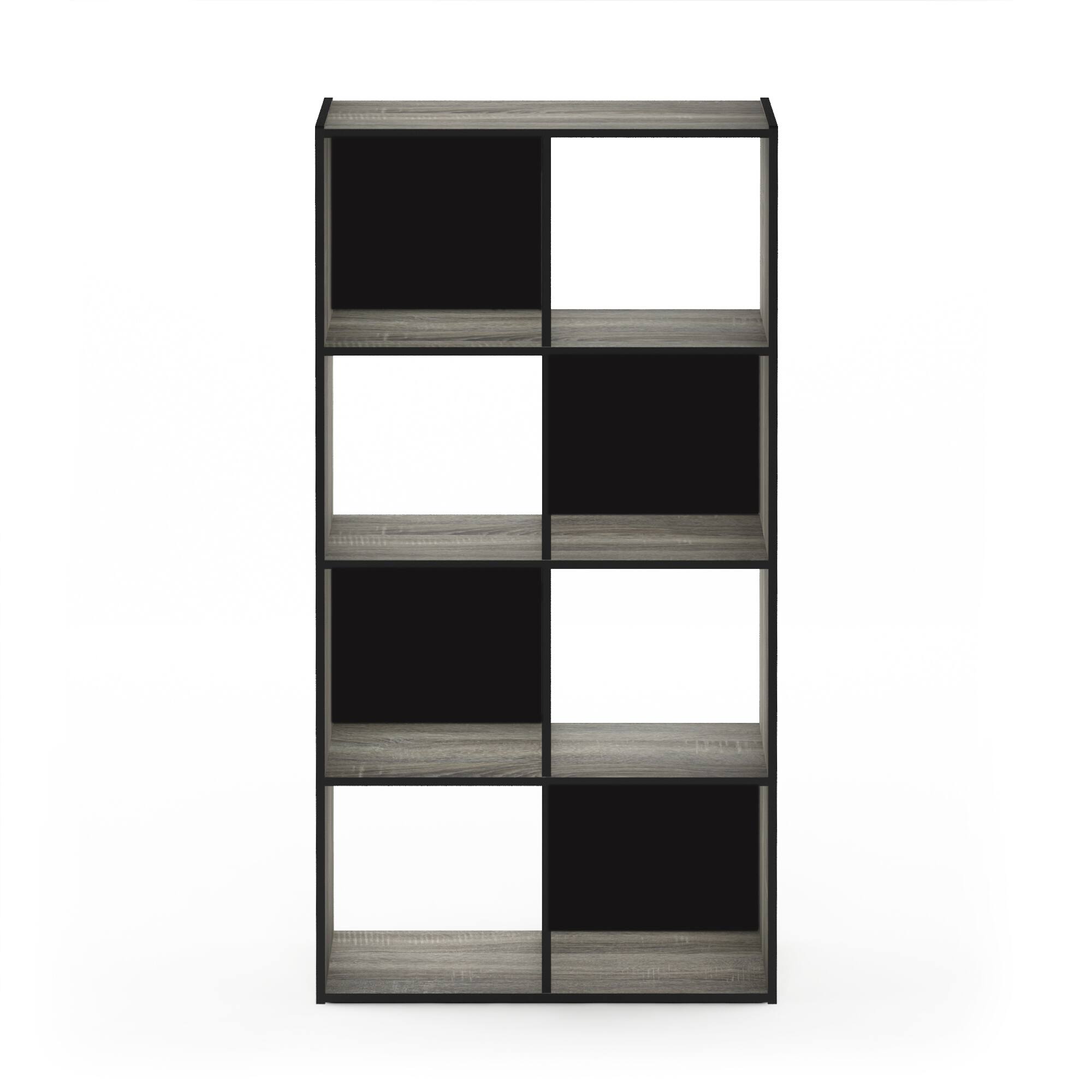 Alt View 1. Furinno - Pelli Cubic Storage Cabinet, 4x2 - French Oak/Black.