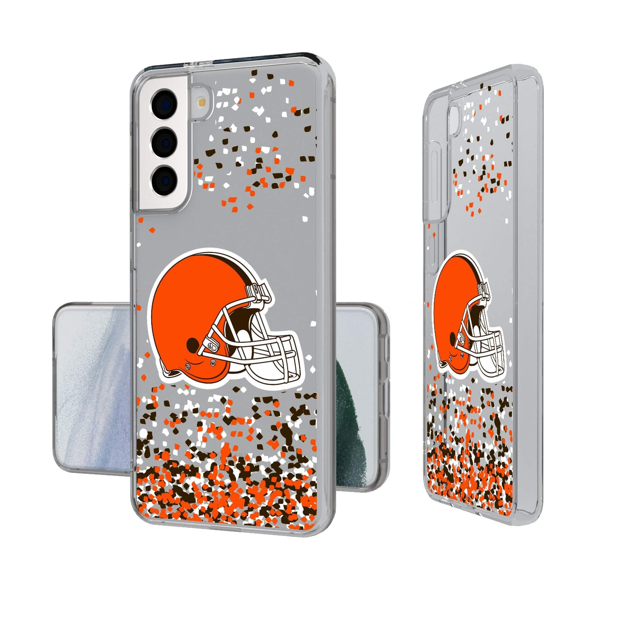 Keyscaper - NFL - Cleveland Browns Galaxy Clear Case with Confetti Design - S23 Ultra - Multicolor