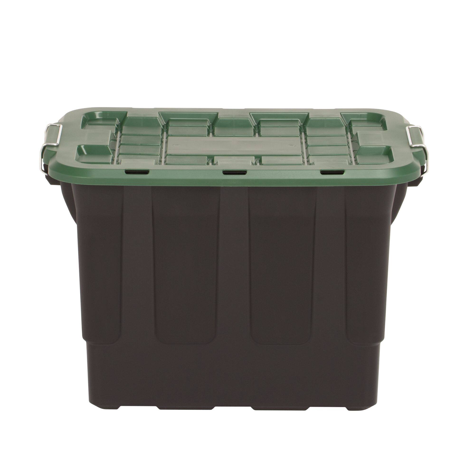 Alt View 8. Homz - Homz 2 Pack 20-Gallon Plastic Stackable Home Storage Bins with Lids, Black/Green - Black, Green.