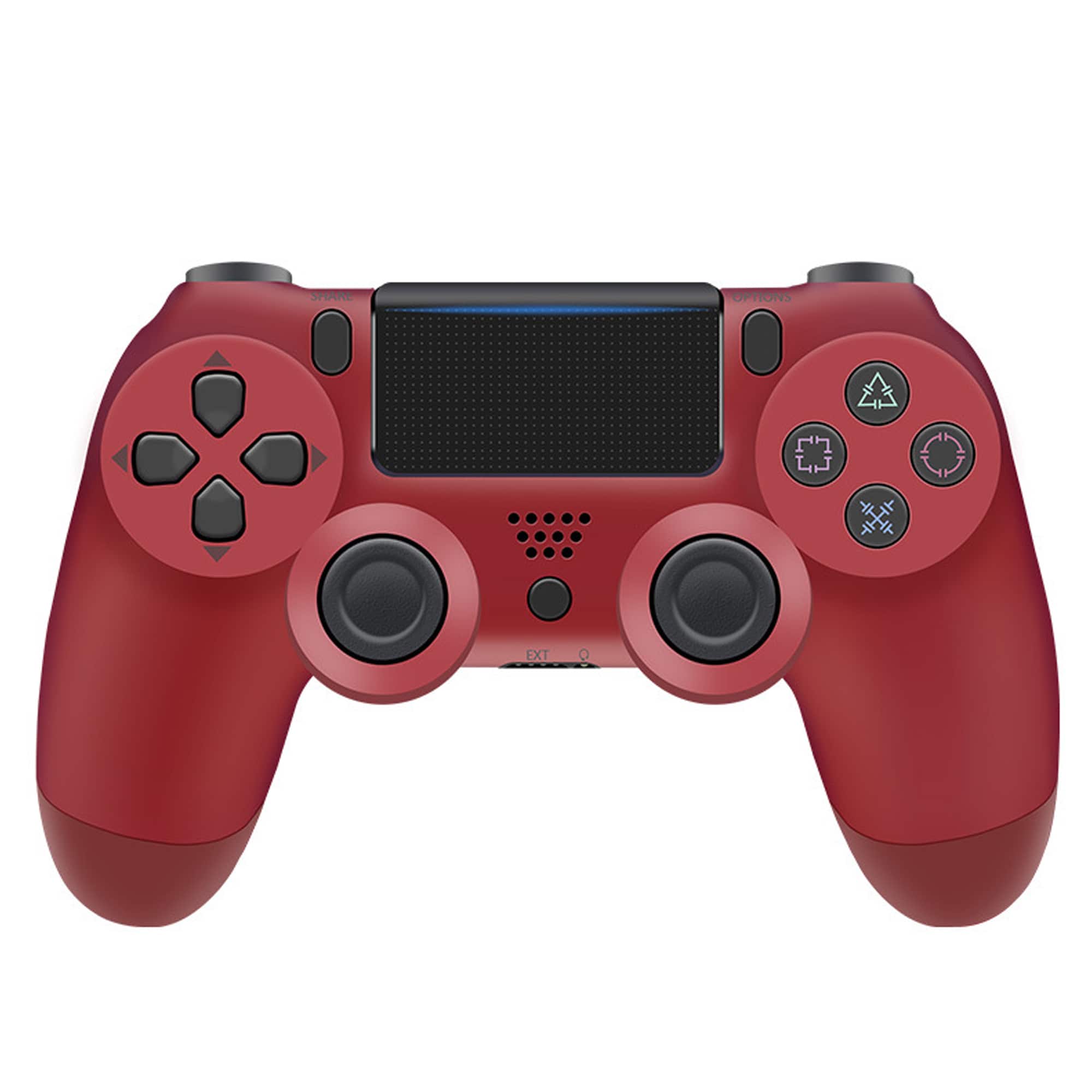 YONWAY - Wireless Bluetooth Game Controller for PlayStation 4, Console Gamepad with Touch Panel, Six-axis Dual Vibration - Red