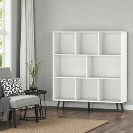 Hivvago - Modern Geometric Bookshelf with Metal Base - 8 cubes - White
