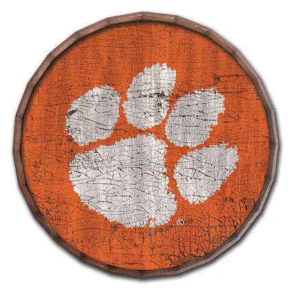 Front. Fan Creations - Clemson Tigers 24" Cracked Color Barrel Top Sign - Multicolor.