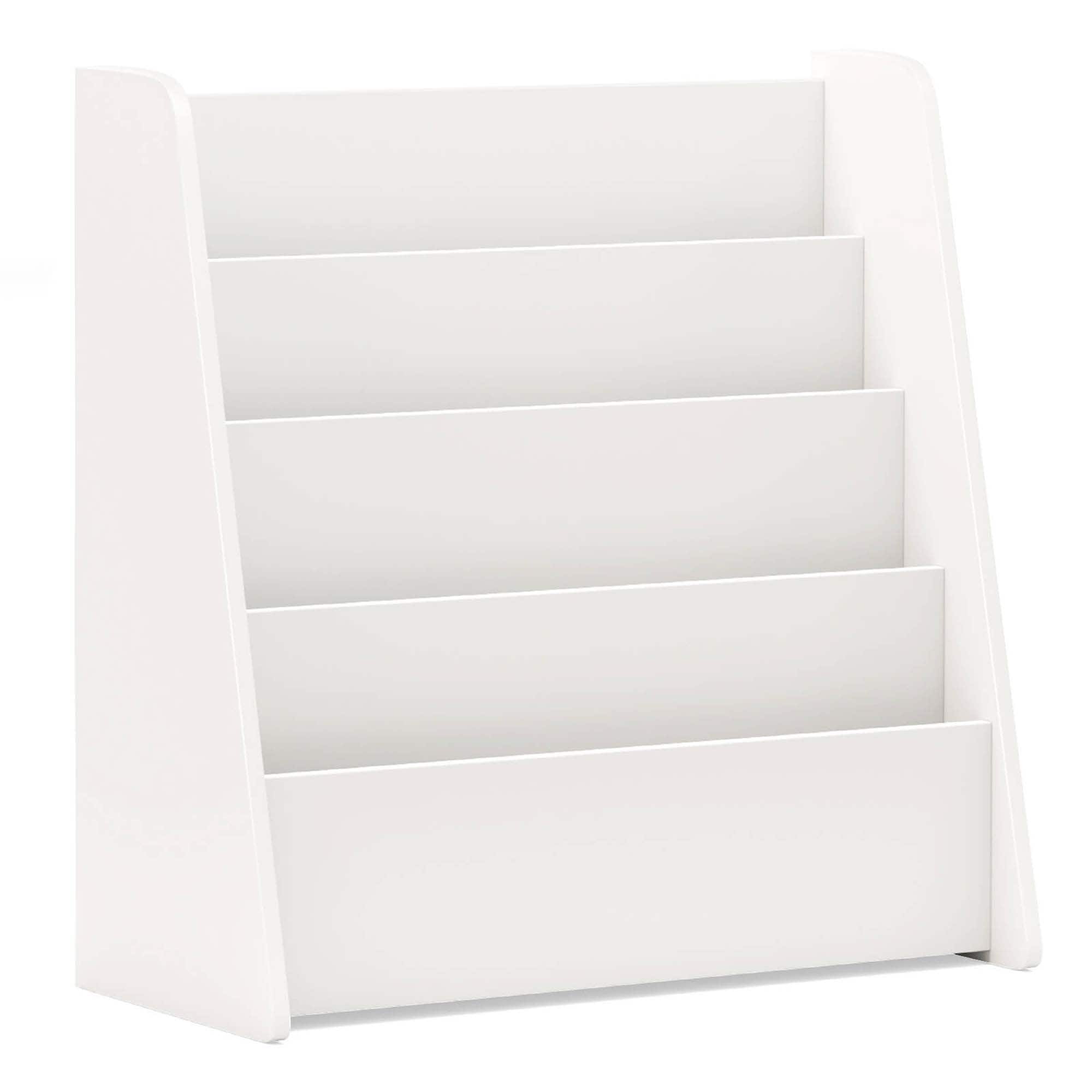 Costway - 4-tier Kids Wooden Bookshelf Toddlers Book Rack with Deep Shelves - White