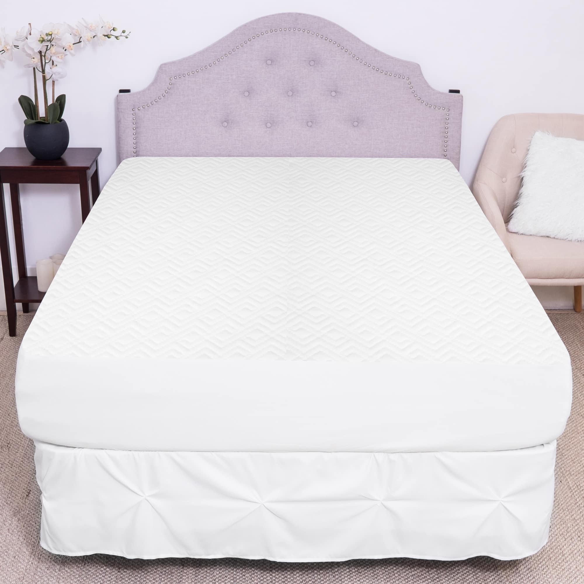Sweet Home Collection - California King Box Spring Encasement Waterproof Zippered Bed Bug Protector - White