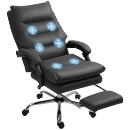 Vinsetto - Massage Office Chair, Reclining Chair with Footrest, Double-tier Padding - Black