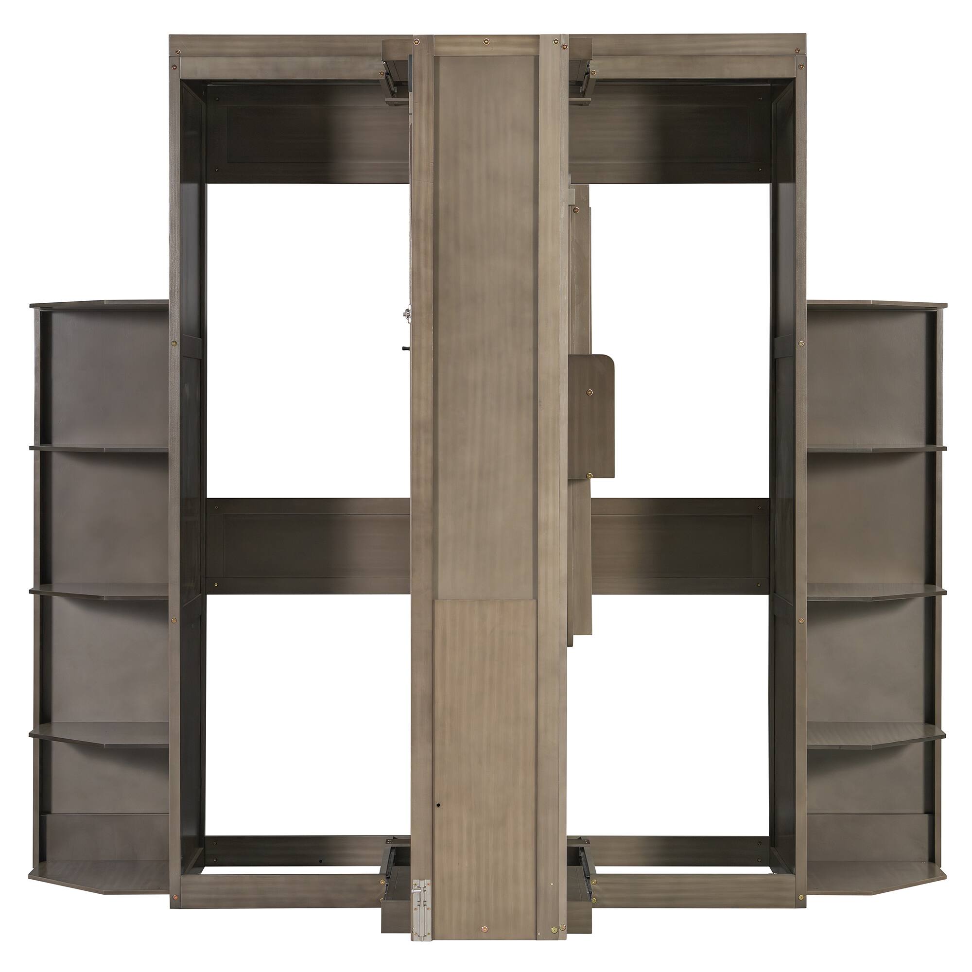 Alt View 4. Anysun - Rotating Queen Murphy Bed - Hidden Wall Cabinet, 3-Tier Shelves, Convertible Desk, Space-Saving System for Home Office - Gray.