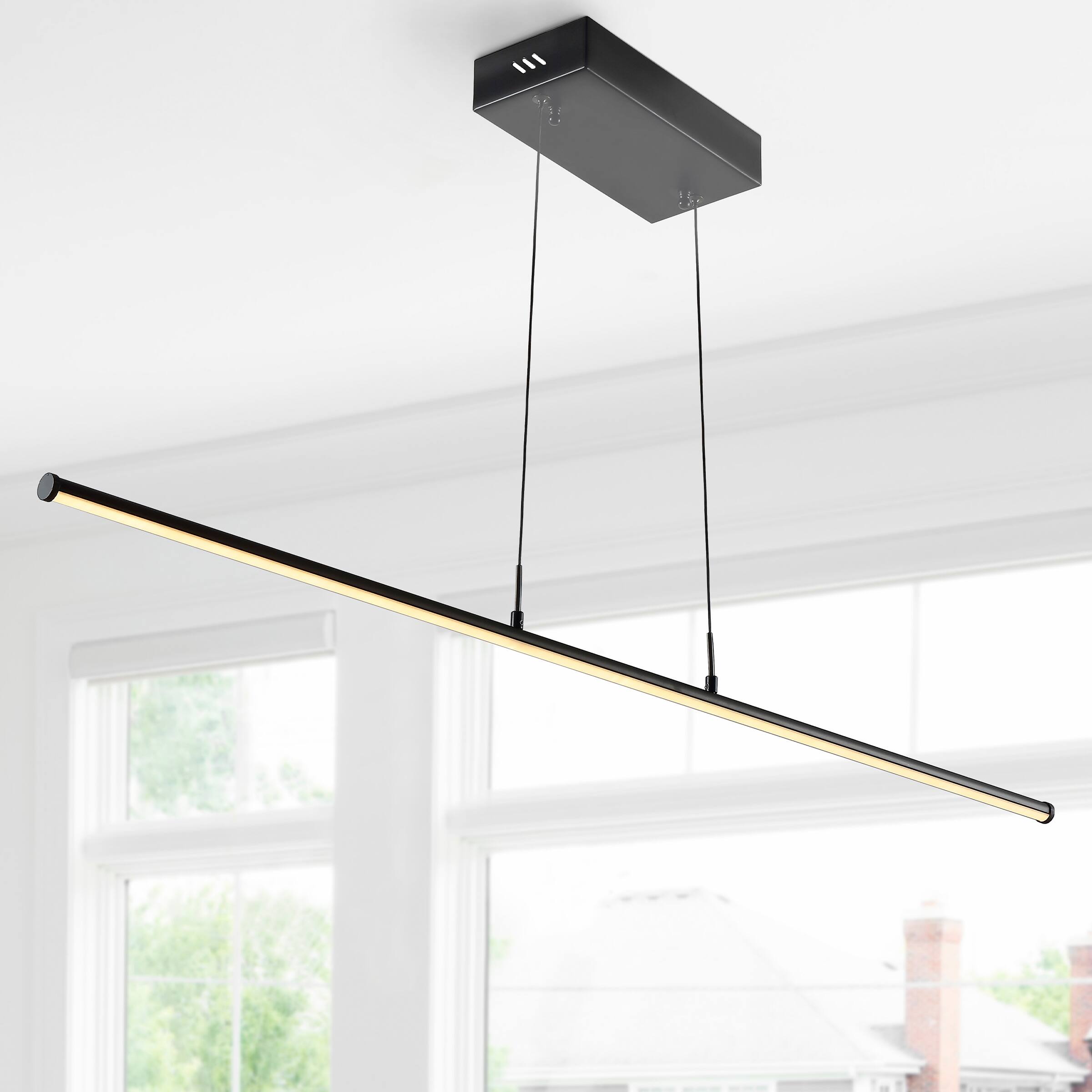 Alt View 1. Jonathan Y - Conley 39.5" Dimmable Adjustable Integrated LED Metal Linear Pendant, Black - Black.