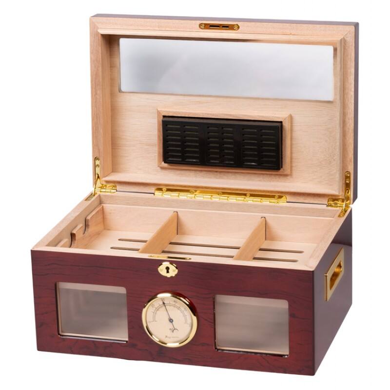 Back. Prestige - Valencia Desktop Humidor - Rich Ultra High Gloss Finish.