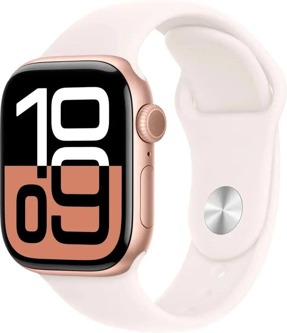 Front. Apple - Apple Watch Series 10 42mm Rose Gold Cellular - Rose Gold.