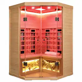 RYHNUYNE - 5-Person Hemlock Far-Infrared Sauna, S Model, Canadian Eastern Hemlock, Low EMF Carbon Crystal Heaters, Home Relaxation - Natural