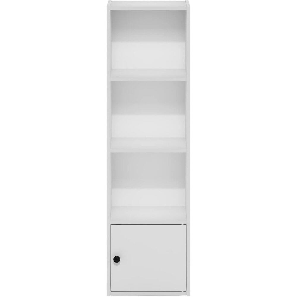 Alt View 1. FurniFact - White Wooden Book Shelf with Wooden Shelves and Lower Cabinet for Storage - White.