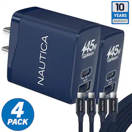 NAUTICA 4 PACK 10 YEARS WARRANTY 445W GaNMAX 145W GaNMAX PD 5W NAUTICA NAUTICA NAUTICA NAUTICA