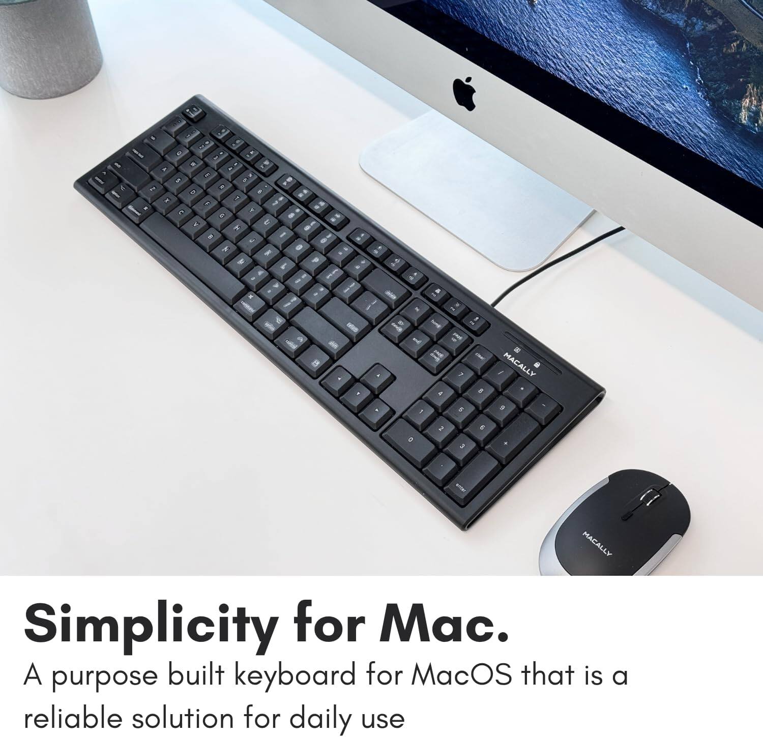 Macally Full Size Wired Mac Keyboard Compatible with All Macs with