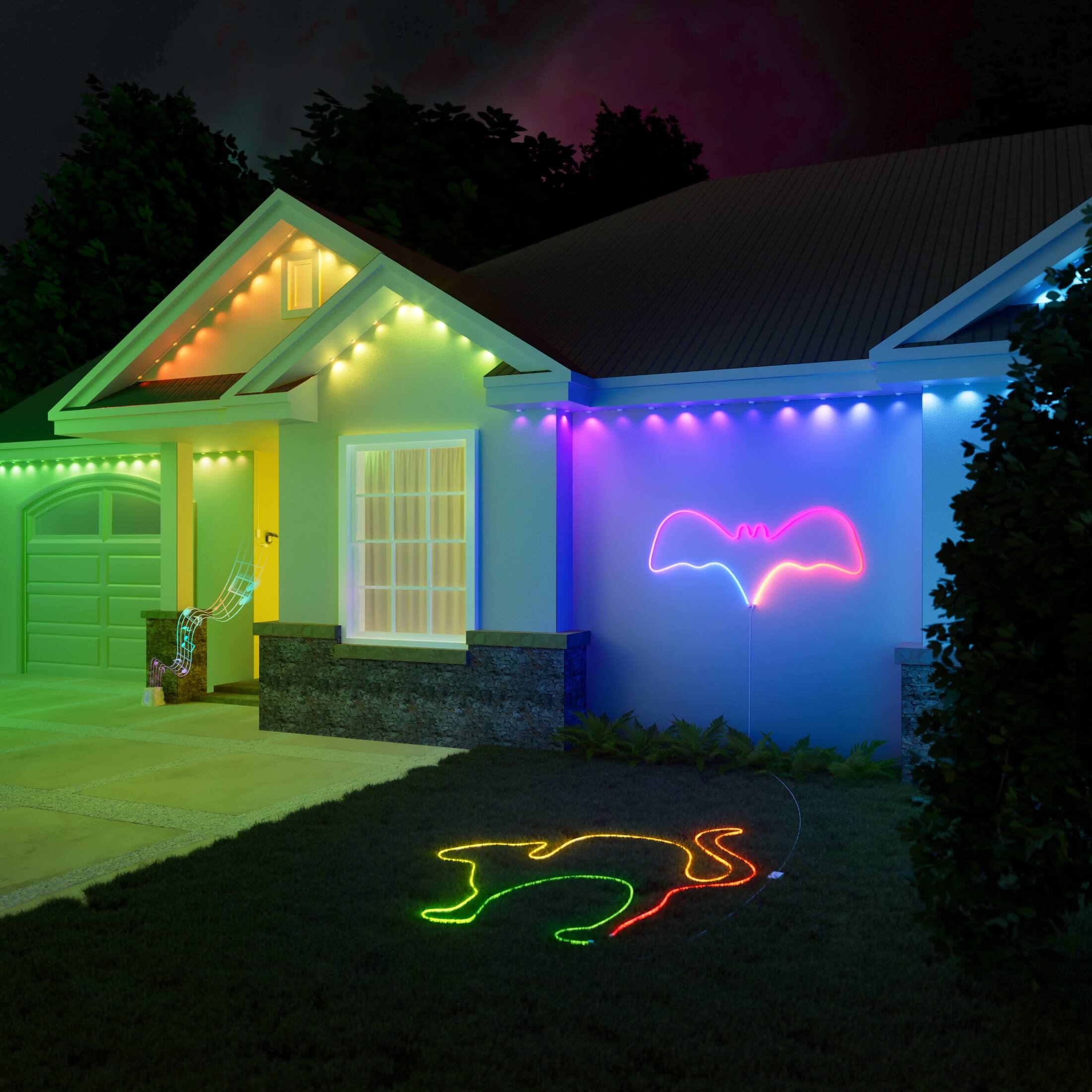 Alt View 14. Cync - GE Cync Dynamic Effects Outdoor Smart Eave Lights, Color Changing Permanent Exterior Lights, Smart, 100ft, Extendable - Full Color.