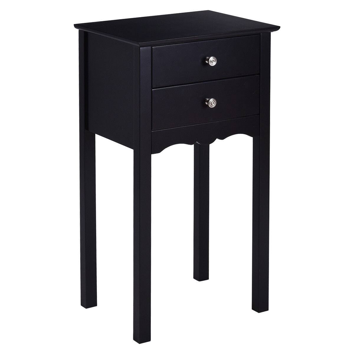 Alt View 7. Gymax - Gymax Side Table End Accent Table Night Stand W/ 2 Drawers Furniture Black - Black.