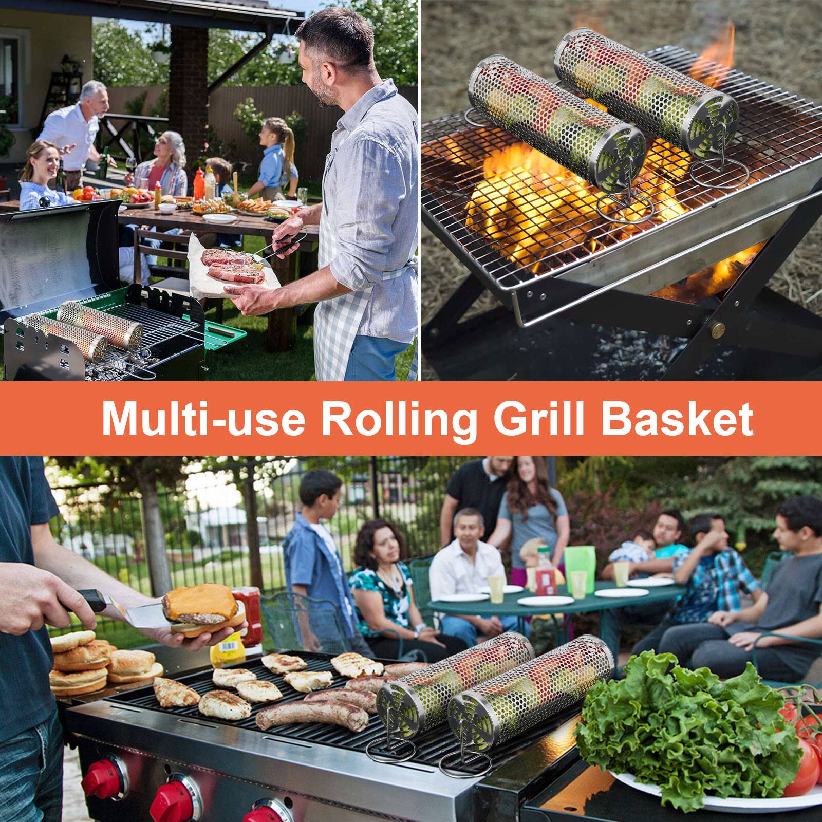 Multi-use Rolling Grill Basket