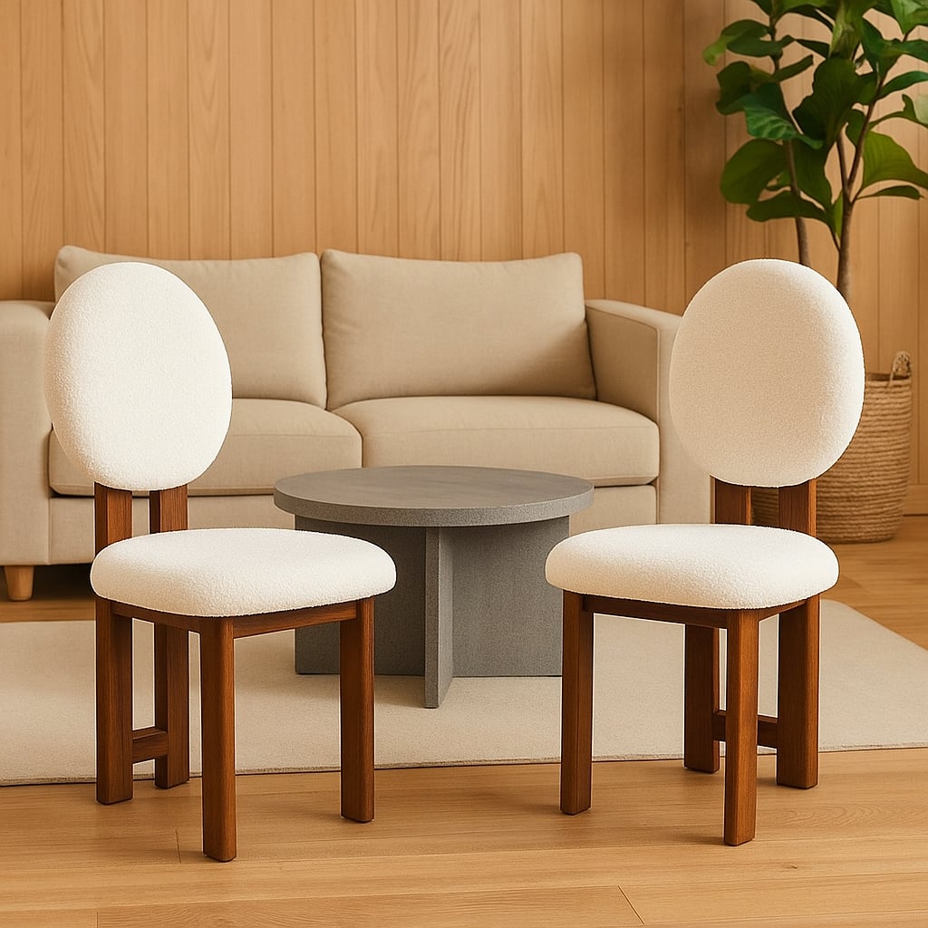 VIVZONE - Set of 2 Fabric Side Chair Dining Chair - Brown,White