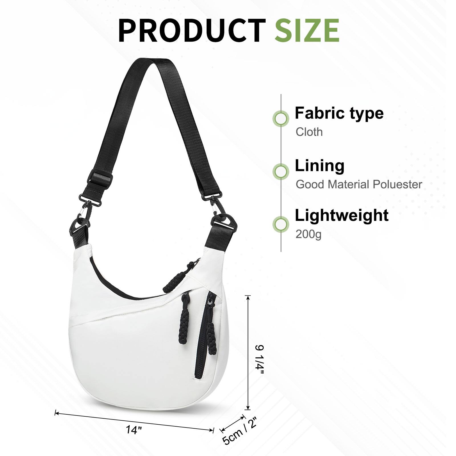 PRODUCT SIZE  
Fabric type: Cloth  
Lining: Good Material Polyester  
Lightweight: 200g  
Dimensions: 6 1/4" x 14" x 2" (5cm x 36cm x 5cm)