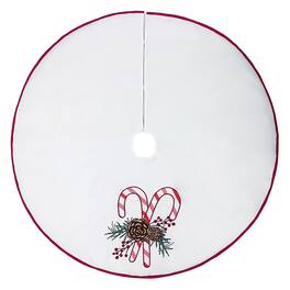 Celebrations - Home White Candy Cane Tree Skirt (Case of 4) - Red|White