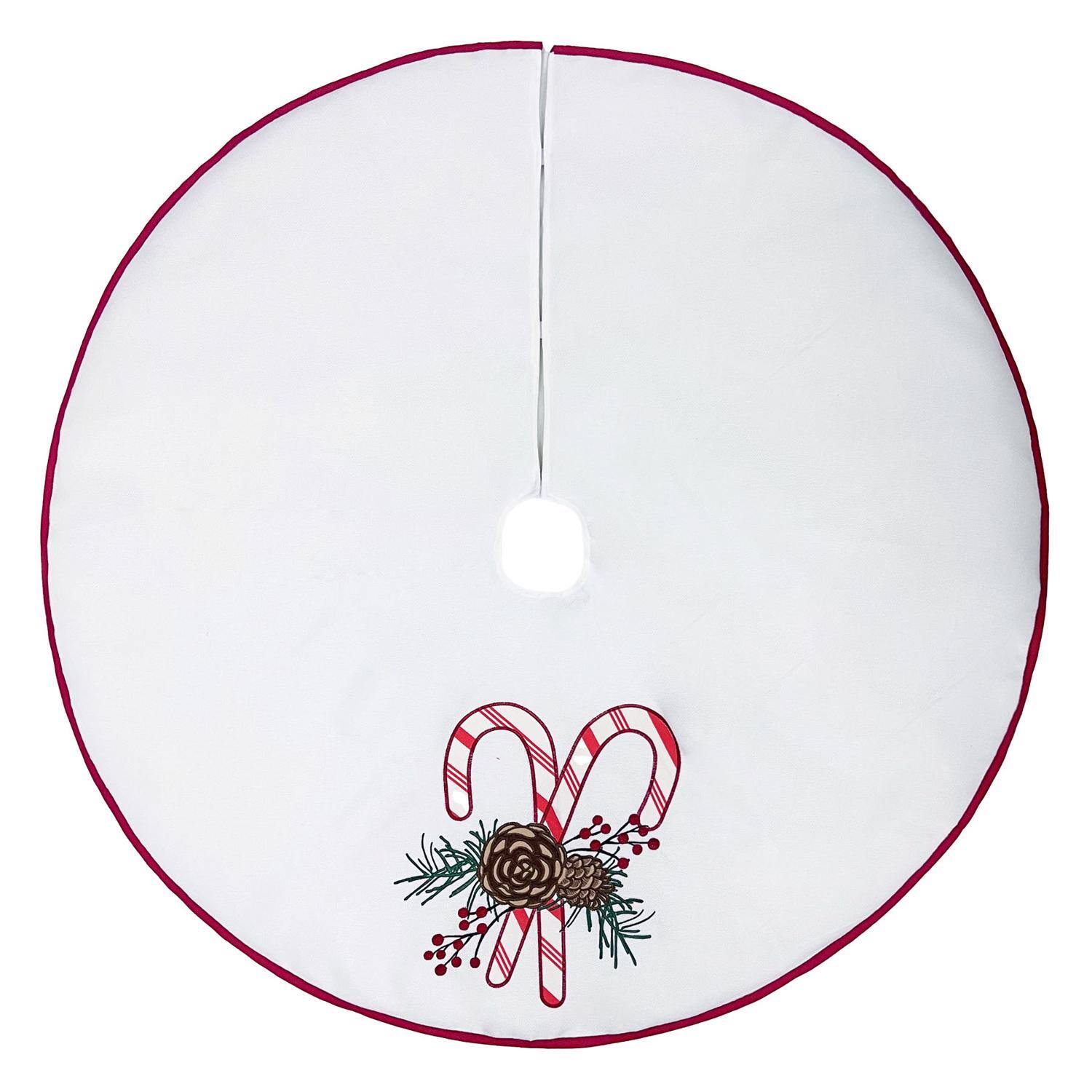 Front. Celebrations - Celebrations Home White Candy Cane Tree Skirt (Case of 4) - Red|White.