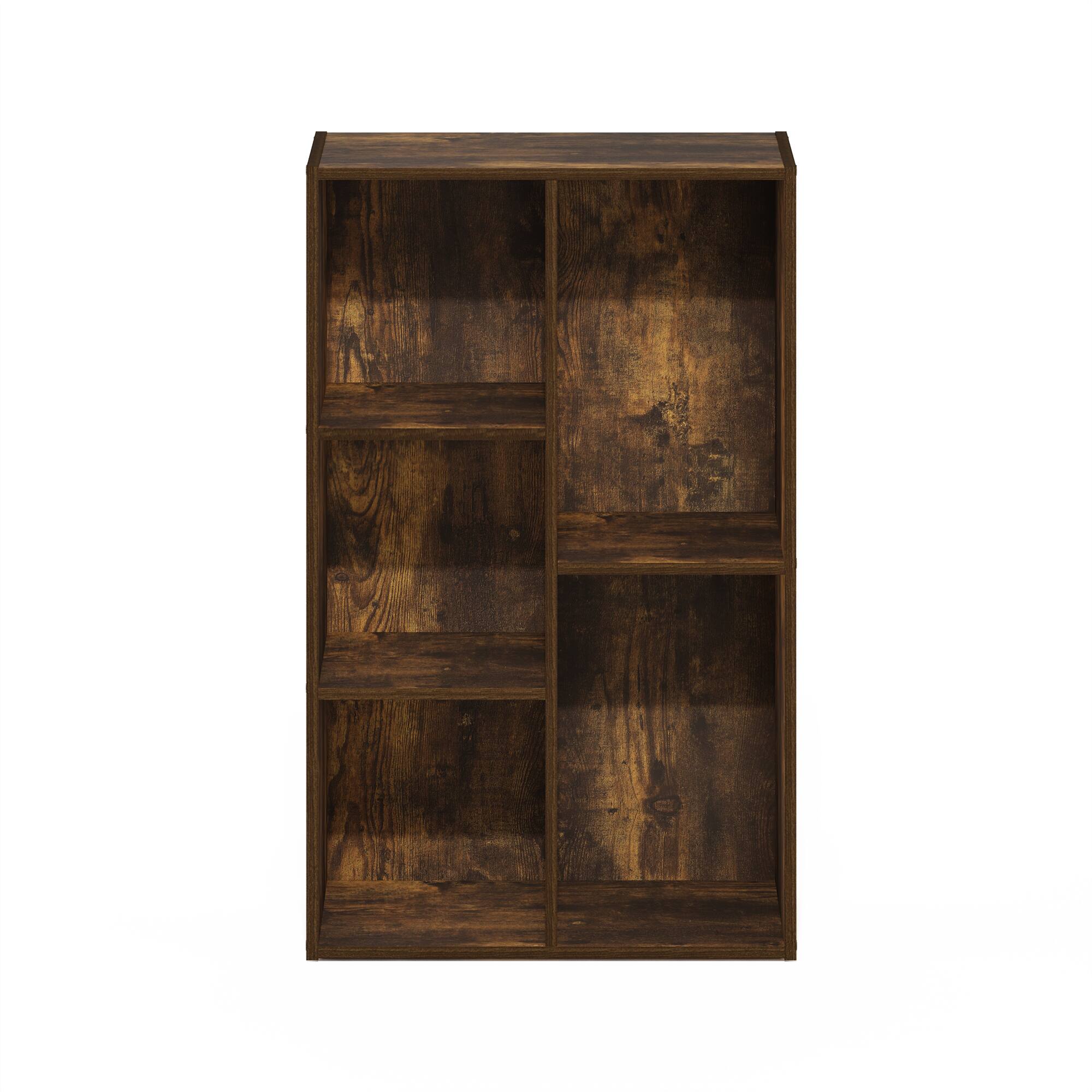 Alt View 1. Furinno - Luder 5-Cube No Tool Assembly Open Shelf - Amber Pine.