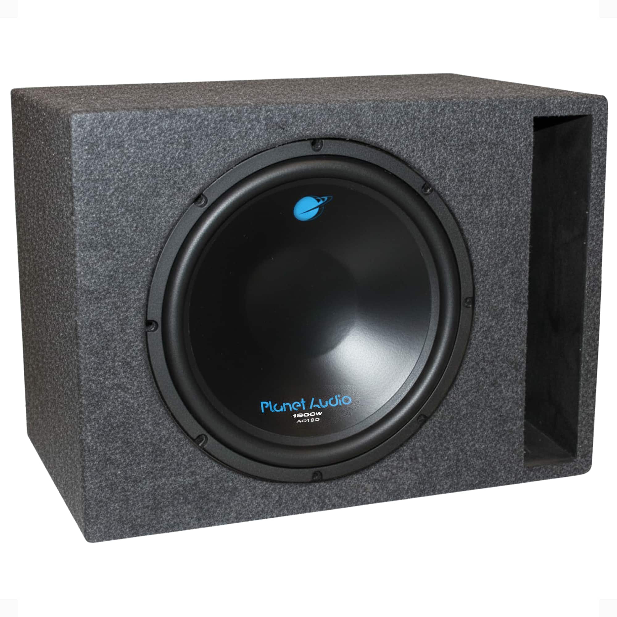 QPower - Planet Audio 12" 1800W DVC Subwoofer and Single 12" Vented Sub Box Enclosure - Black