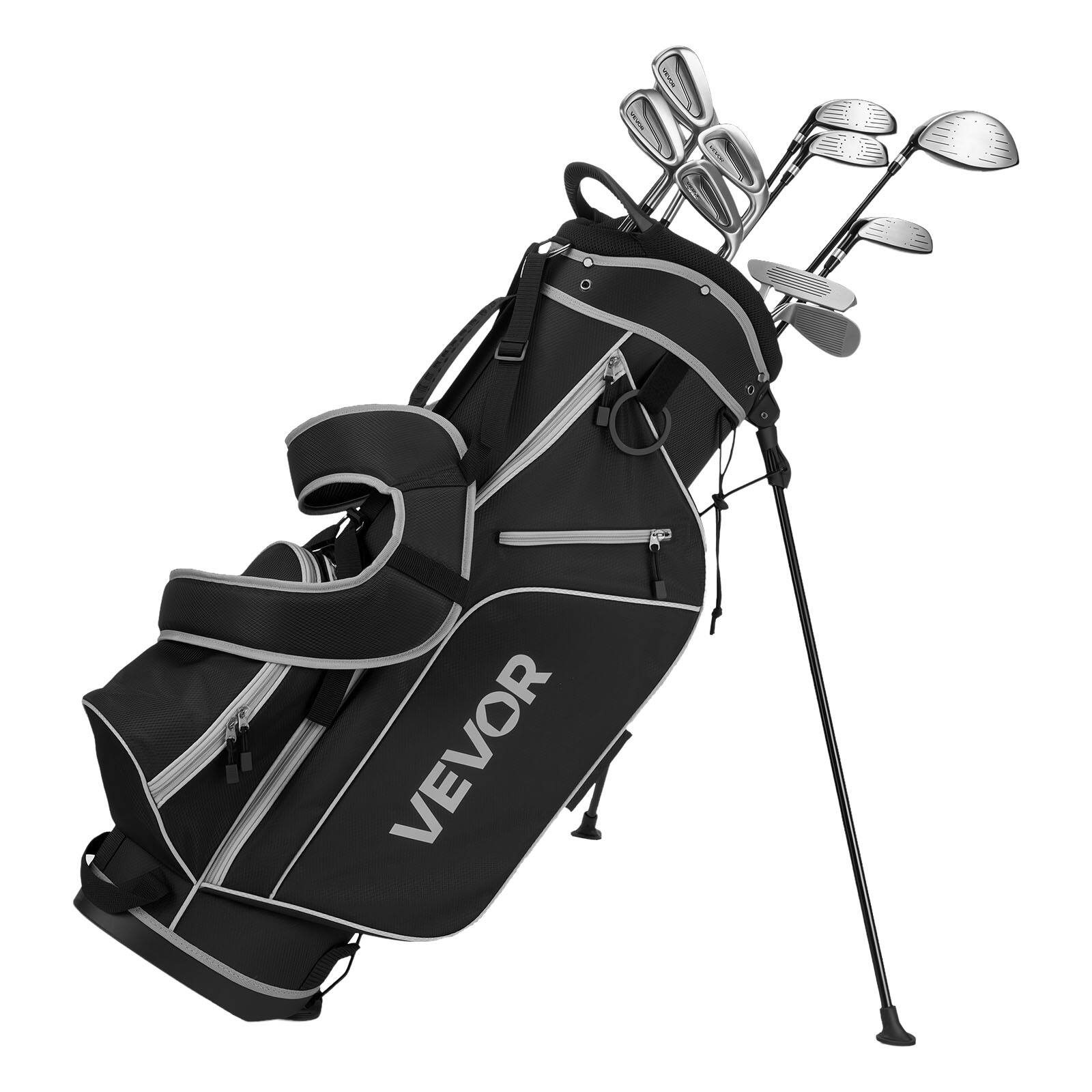 Front. VEVOR - Golf Club Set, 12 Pieces Men's Golf  with 460CC #1 Driver, #3 & 5 Fairway Wood, #4 Hybrid, #5/#6/#7/#8/#9/#PW/#SW Irons - Black.
