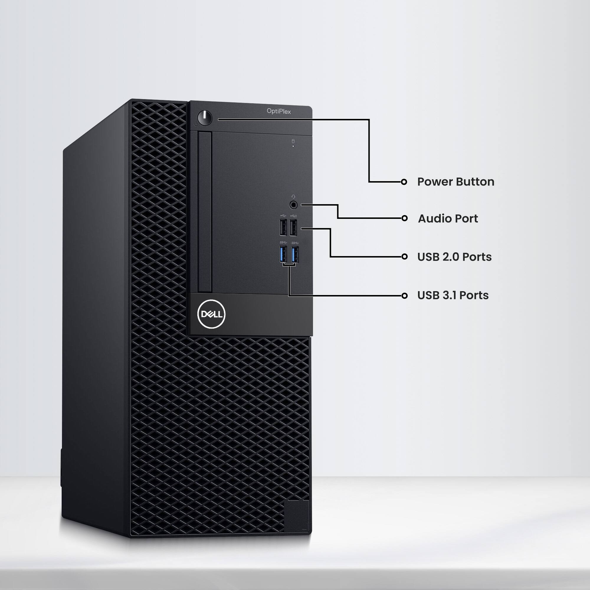 OptiPlex Power Button + Audio Port - USB 2.0 Ports USB 3.1 Ports DELL