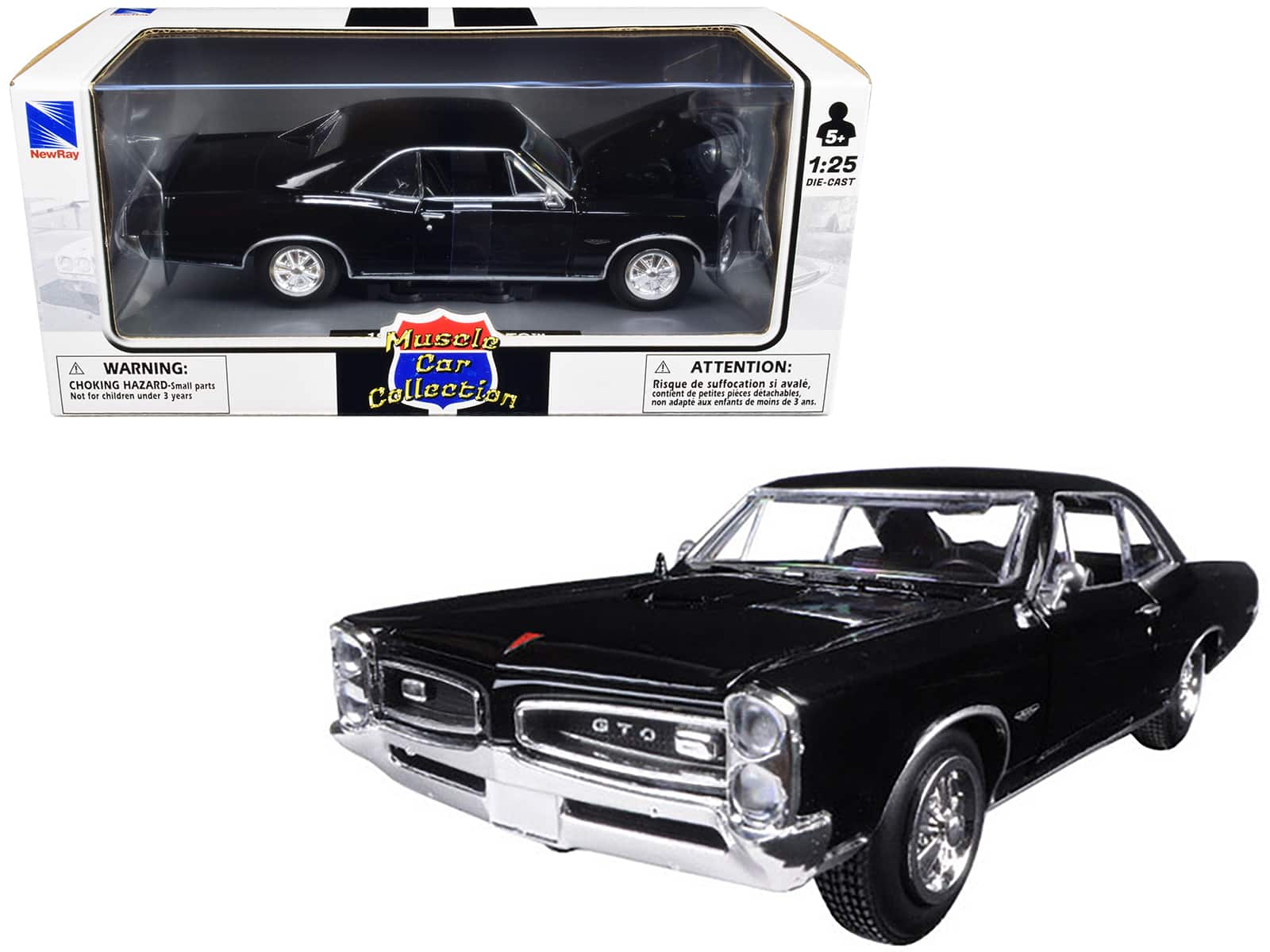 "1966 Pontiac GTO Black ""Muscle Car Collection"" 1/25 Diecast Model Car by New Ray" price history on PriceWatchPro