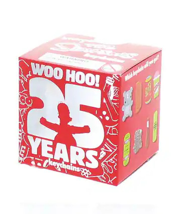 kidrabi - CHOKING HAZARD WARNING: small parts. HAZARD RO you will 0-3 heychain WOO HOO! Which keychain will you get? 25 YEARS keychains