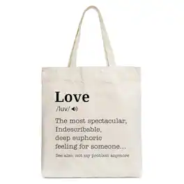 OrnamentallyYou - Love Not My Problem Anymore Definition Canvas Tote Bag, Sarcastic Gift Shopper for Exes - Beige