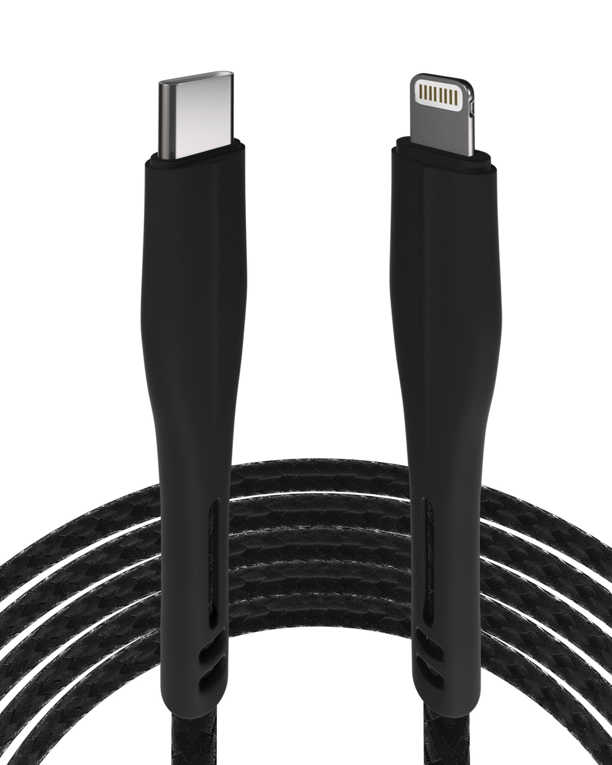 Alt View 5. Ampsentrix - 3 ft Non-MFI Lightning To USB Type C Cable (Matrix) - Black - Black.