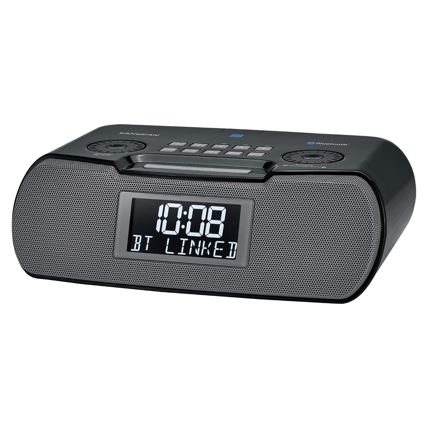 Sangean - Digital AM/FM-RDS Bluetooth Clock Radio with USB Charger - Black