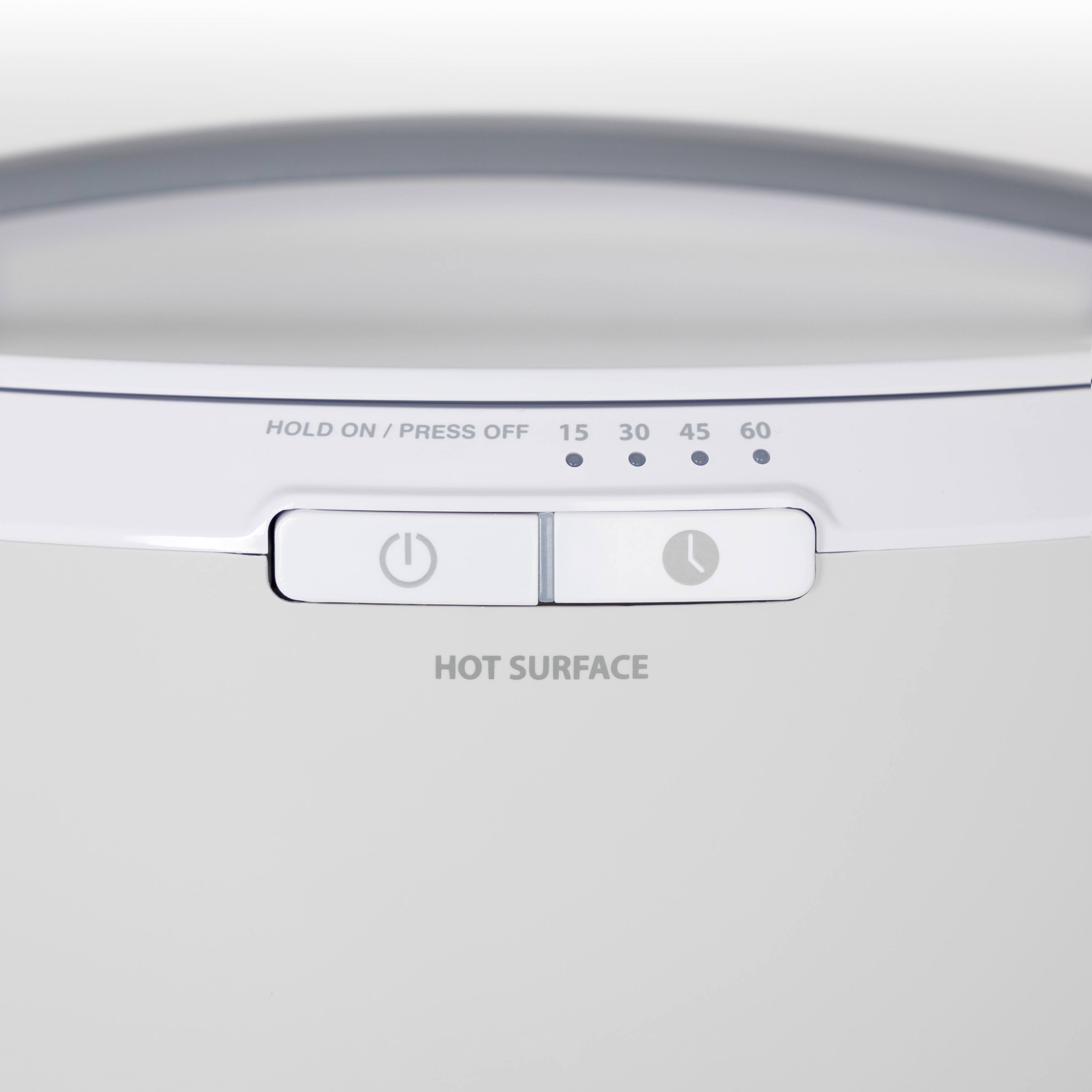 HOLD ON / PRESS OFF  
15 30 45 60  
HOT SURFACE