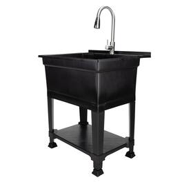 UTILITYSINKS - Utility Sink Heavy Duty Freestanding Utility Tub Sink, 30 x 24 Inches - Black